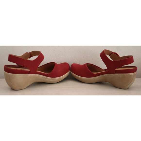 Softwalk S2360-604 Women's Sz 8W Red Nubuck Leather Mabelle Platform Clogs - Picture 9 of 12